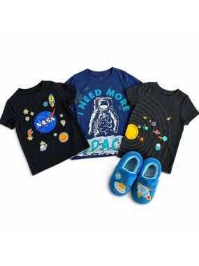 Boys Space Theme Clothing Bundle Size 3T NASA Astronaut Slippers